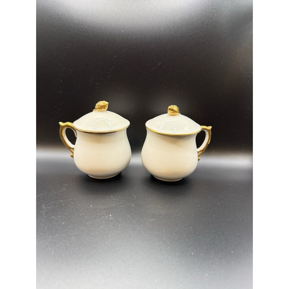 JSC Pot De Crème Covered Chocolate Dessert Cups White & Gold Trim